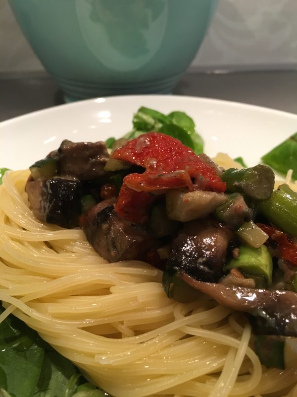 Spagetti med portabello och gorgonzola